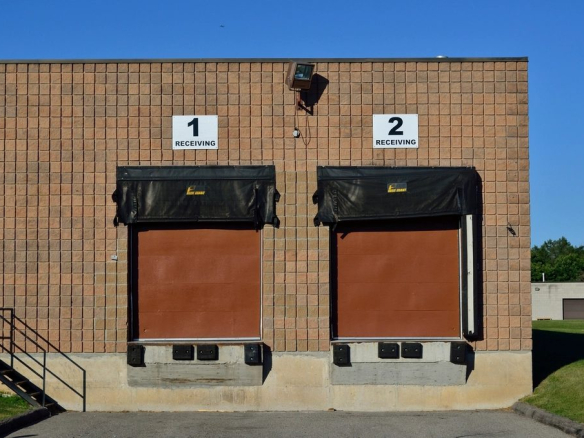 Warehouse loading docks with dock shelters