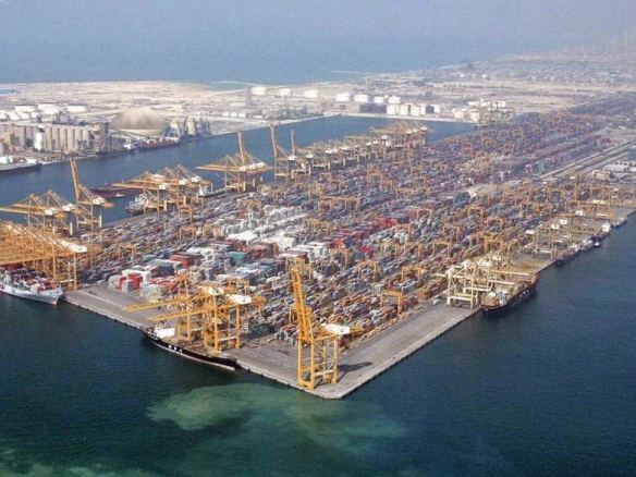 Jebel Ali Port and the Jebel Ali Free Zone from the air