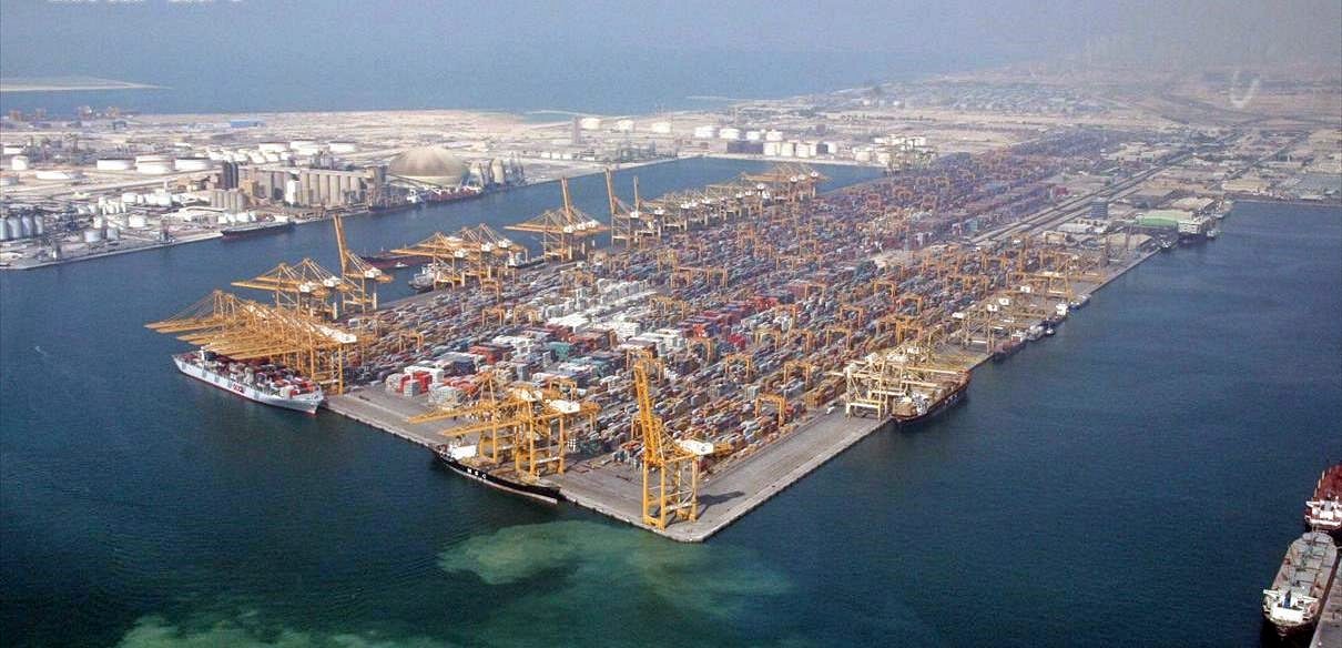 Jebel Ali Port and the Jebel Ali Free Zone from the air