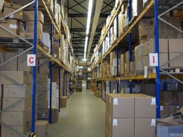 Warehouse racking aisle with palletised stock